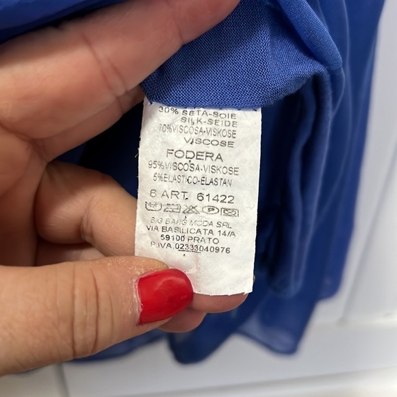 MARIE LA LUNE Blue Silk Blend Top with Sequins on Shoulder NWT - Picture 13 of 13